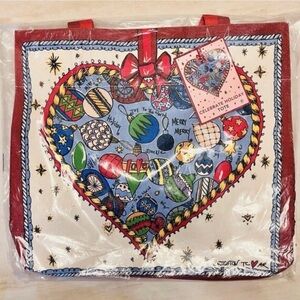 Brighton Celebrate Holiday Tote Large Canvas Heart New In Bag